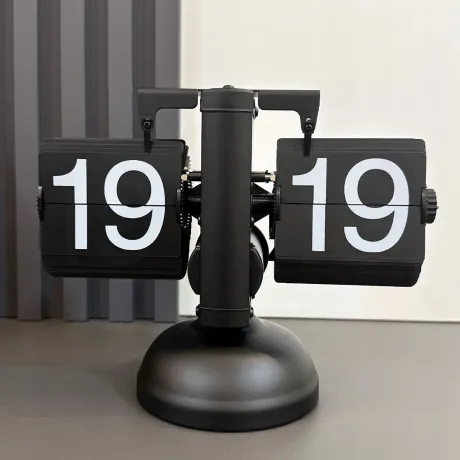 Zegar klapkowy mechaniczny retro vintage czarny RC02