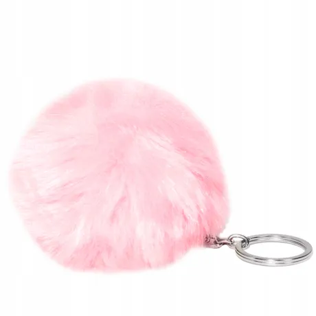 Brelok do kluczy pompon puszek różowy 01770_R