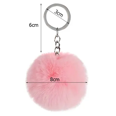 Brelok do kluczy pompon puszek różowy 01770_R
