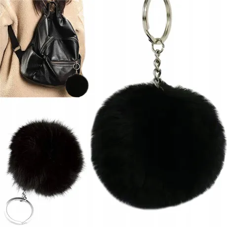 Brelok do kluczy pompon puszek czarny 01770_CZ