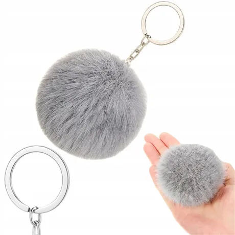 Brelok do kluczy pompon puszek szary 01770_SZ