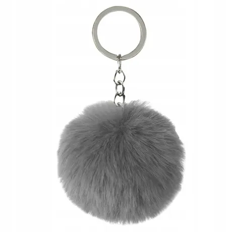 Brelok do kluczy pompon puszek szary 01770_SZ