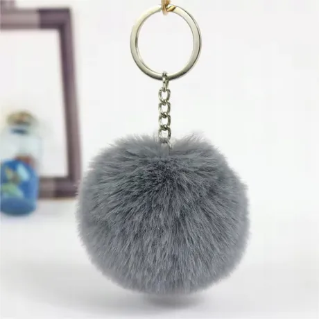 Brelok do kluczy pompon puszek szary 01770_SZ