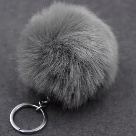 Brelok do kluczy pompon puszek szary 01770_SZ