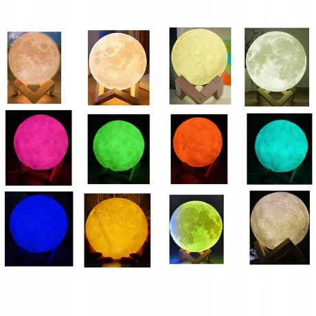Lampka nocna księżyc 3D LED RGB akumulator 15704