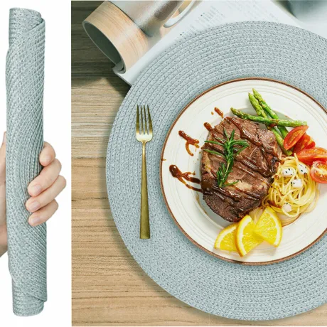 Okrągła podkładka na stół szara 27105_S