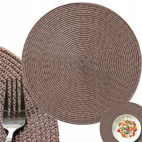 Okrągła podkładka na stół brązowa 27105