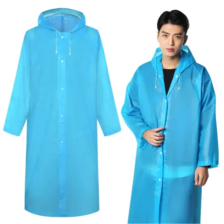 Płaszcz przeciwdeszczowy z kapturem niebieski 01697_N