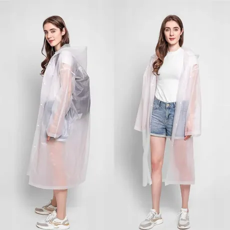 Płaszcz przeciwdeszczowy z kapturem biały 01697_B