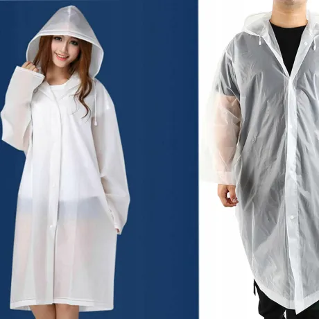 Płaszcz przeciwdeszczowy z kapturem biały 01697_B
