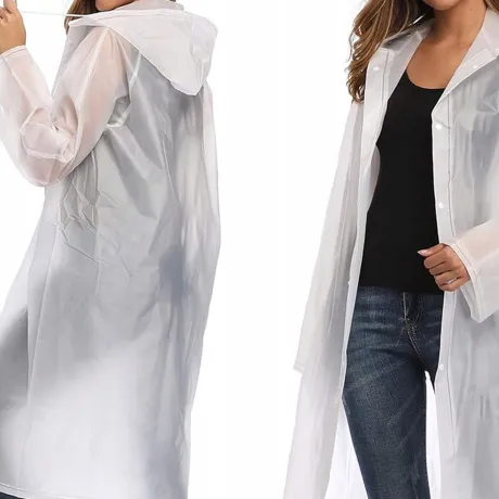 Płaszcz przeciwdeszczowy z kapturem biały 01697_B