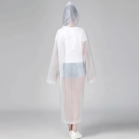 Płaszcz przeciwdeszczowy z kapturem biały 01697_B