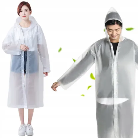 Płaszcz przeciwdeszczowy z kapturem biały 01697_B