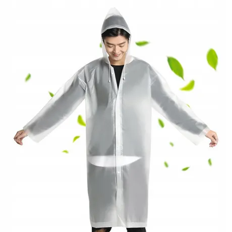 Płaszcz przeciwdeszczowy z kapturem biały 01697_B