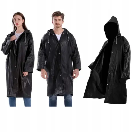 Płaszcz przeciwdeszczowy z kapturem czarny 01697_CZ