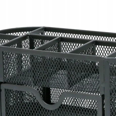 Przybornik na biurko 8 przegród metalowy czarny 27362