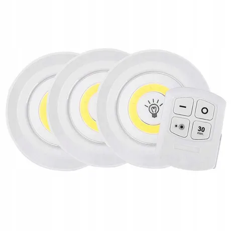 Lampka bezprzewodowa LED COB 3 sztuki + pilot 15709
