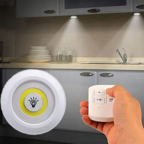 Lampka bezprzewodowa LED COB 3 sztuki + pilot 15709