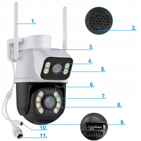 Kamera zewnętrzna obrotowa z WiFi detekcja diody 2x3MPX A28