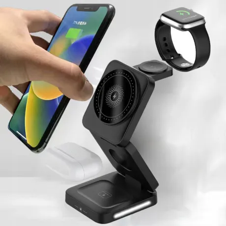 Ładowarka indukcyjna IPHONE APPLE stojący zegar magnetyczny 3w1 JC-Z34