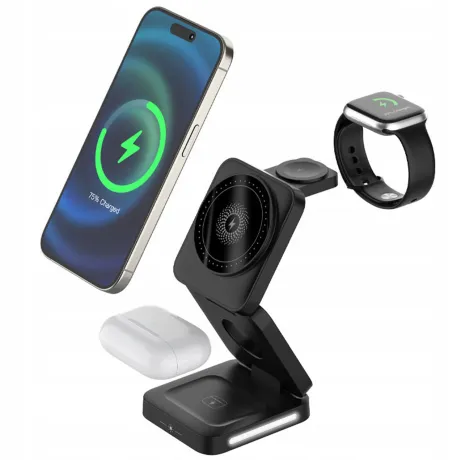 Ładowarka indukcyjna IPHONE APPLE stojący zegar magnetyczny 3w1 JC-Z34
