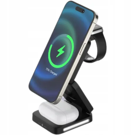 Ładowarka indukcyjna IPHONE APPLE stojący zegar magnetyczny 3w1 JC-Z34