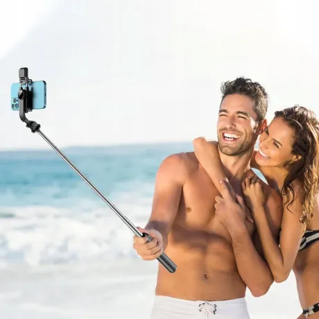 Selfie stick kijek do telefonu Bluetooth z lampą Q02S