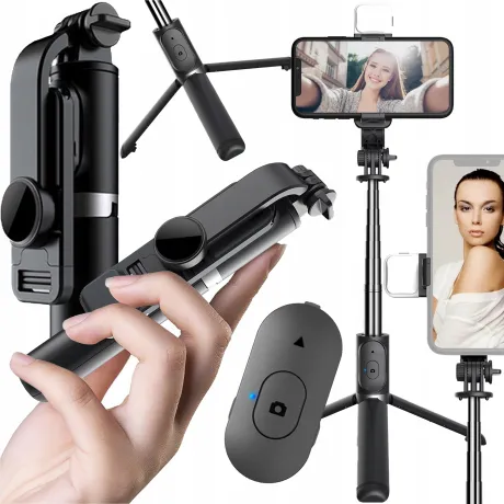 Selfie stick kijek do telefonu Bluetooth z lampą Q02S