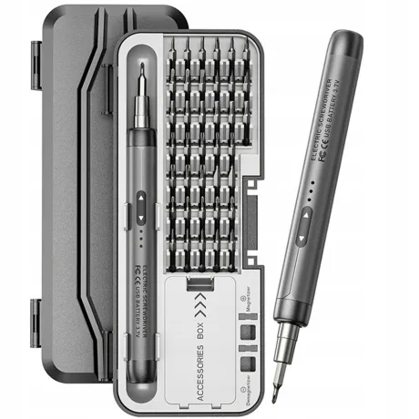Śrubokręt elektryczny akumulatorowy precyzyjny 38 bitów etui ES100