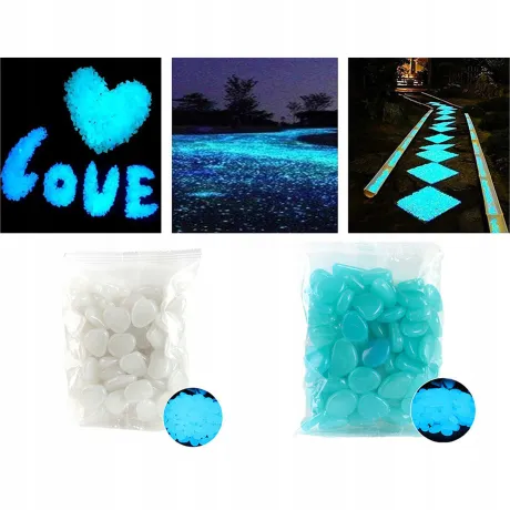 Kamienie świecące fluorescencyjne 100 sztuk białe 01467_B