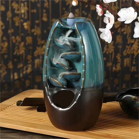 Kominek zapachowy ceramiczny w kształcie wodospadu kadzidło + 10 knotów 27420_N