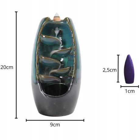 Kominek zapachowy ceramiczny w kształcie wodospadu kadzidło + 10 knotów 27420_N