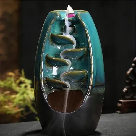 Kominek zapachowy ceramiczny w kształcie wodospadu kadzidło + 10 knotów 27420_N