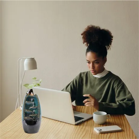 Kominek zapachowy ceramiczny w kształcie wodospadu kadzidło + 10 knotów 27420_N