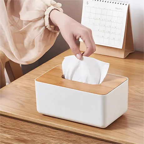 Pudełko na chusteczki higieniczne z pokrywką bambusową 24633