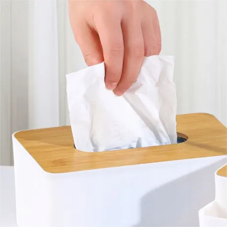 Pudełko na chusteczki higieniczne z pokrywką bambusową 24633