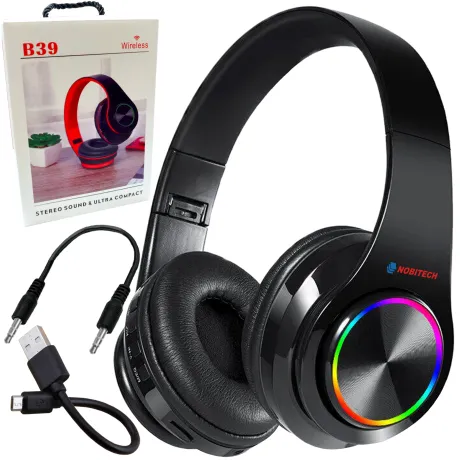 Słuchawki bezprzewodowe nauszne Bluetooth czarne B39-B